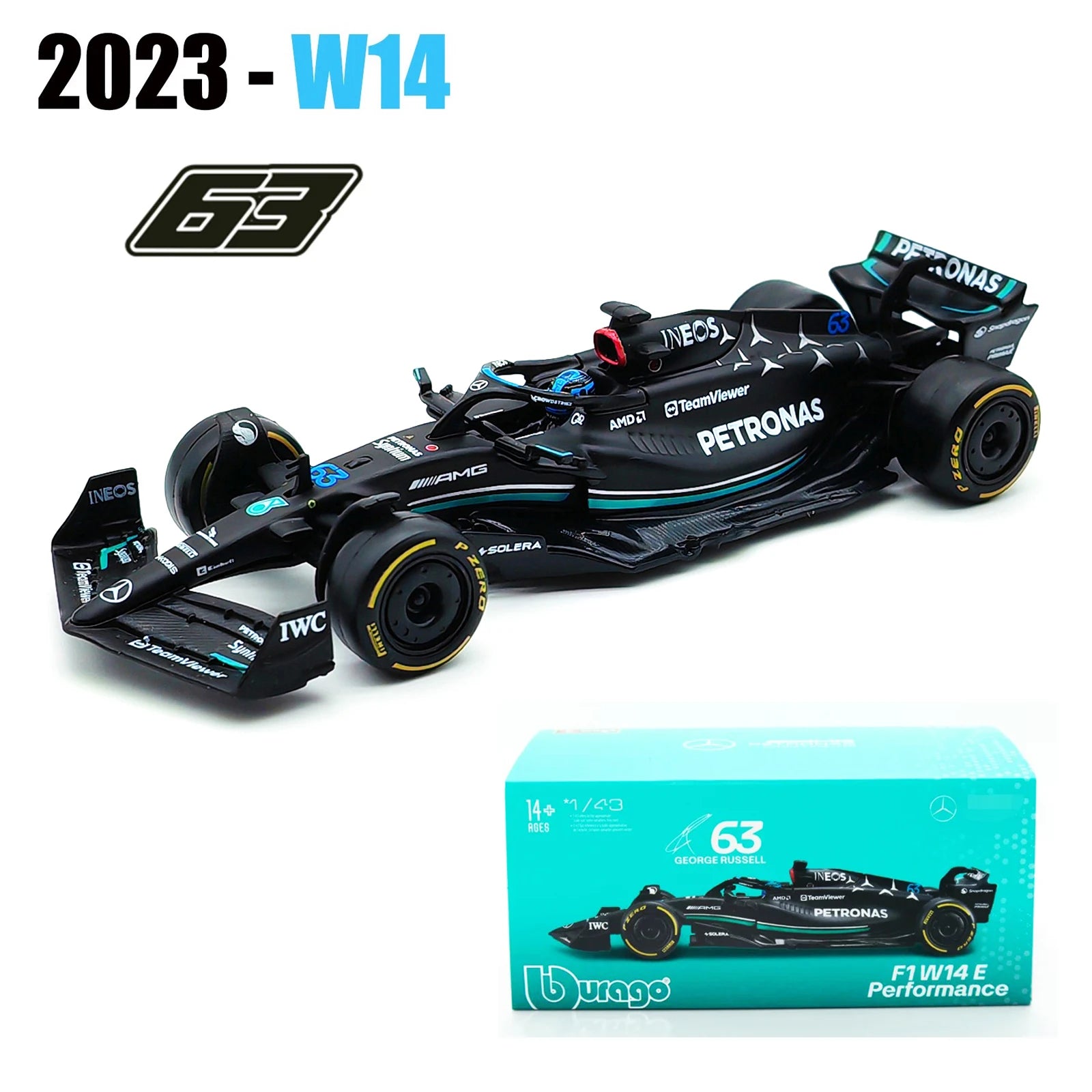 Mercedes AMG W15 W14 #44 #63 Scale 1:43 model