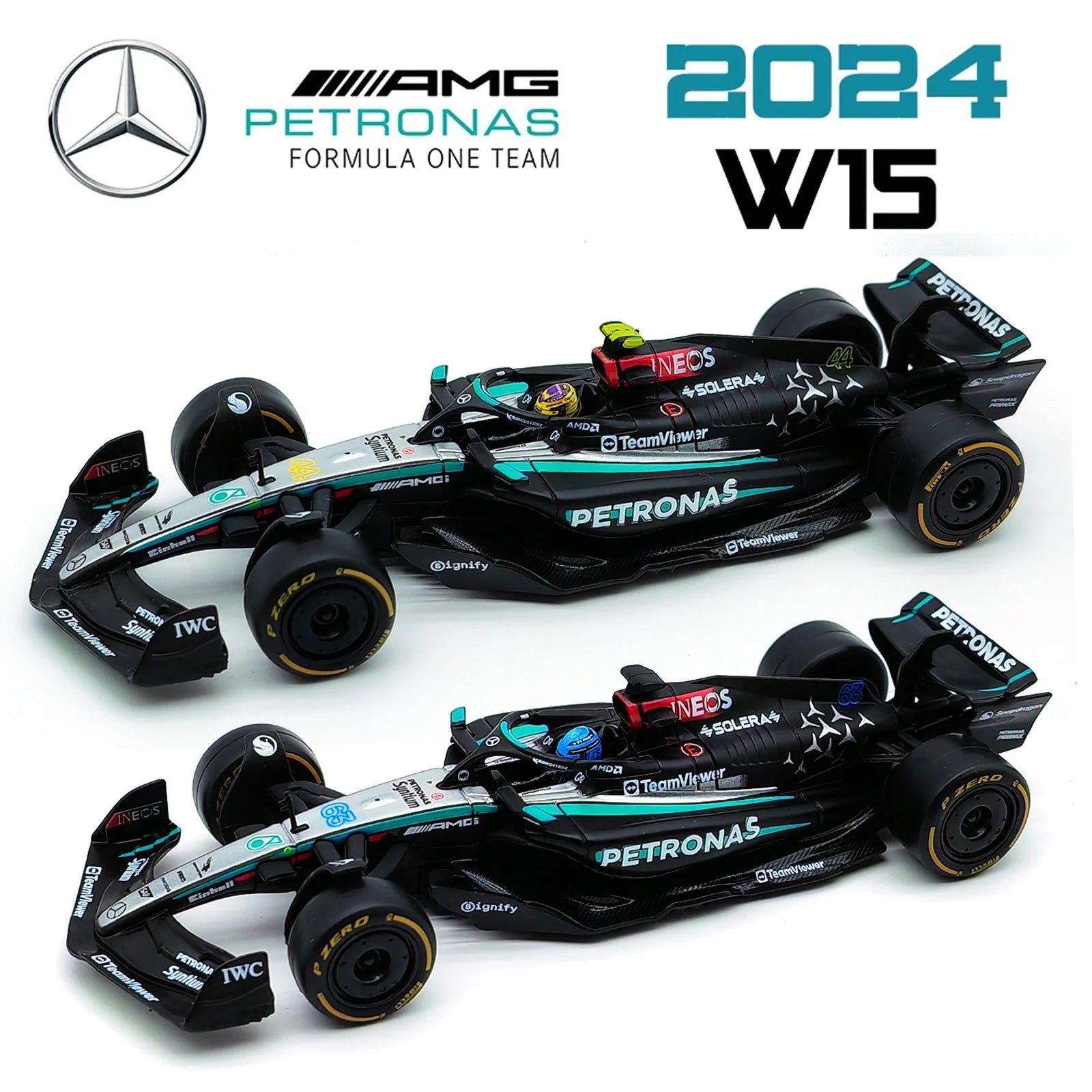 Mercedes AMG W15 W14 #44 #63 Scale 1:43 model